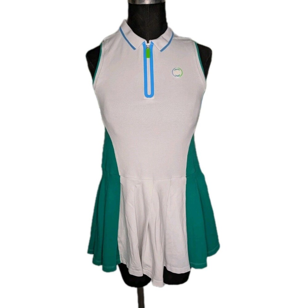 EUC Jacadi Ambiance Dress White & Green Cotton Tennis Girl's 14-16, Women's XS/S
